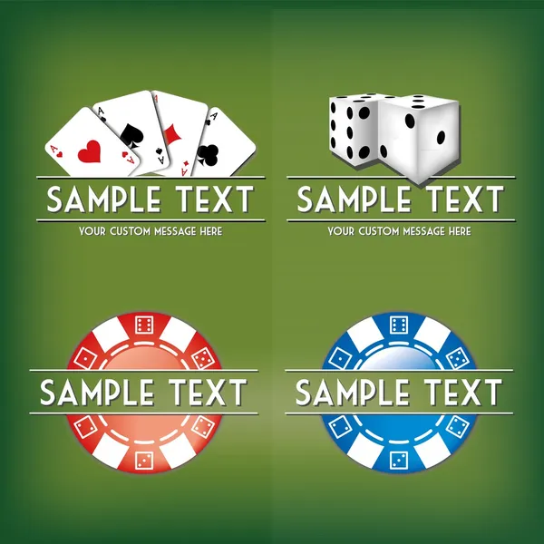 kart ve casino vektör mark toplama fişleri, dices, kartları ve özel metin için yer ile ilgili