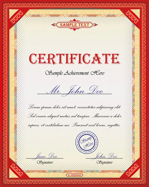 Sertifika tasarımı ile özel metin için yer ve dekoratif çerçeve