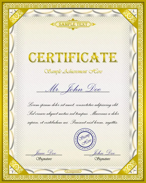 Sertifika tasarımı ile özel metin için yer ve dekoratif çerçeve