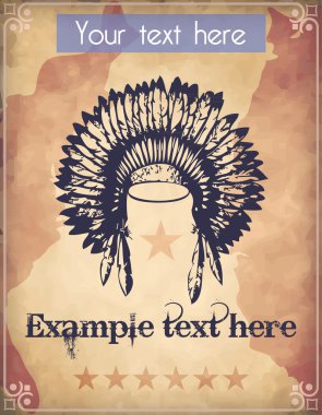 bir Kızılderili Savaşı kaporta veya headdress ile Batı tarzı poster