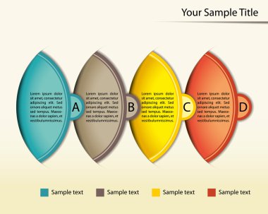 dört elementin örtüşen, oval ve özel metin alanı ile renkli sunum şablonu