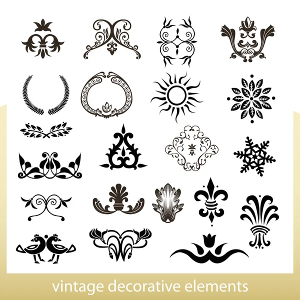 Elementos decorativos vintage aislados sobre fondo blanco — Vector de stock