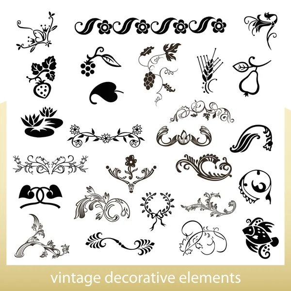 Старовинні декоративні елементи ізольовані на білому тлі — стоковий вектор