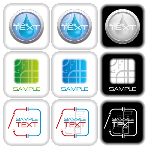 Raccolta di marchi vettoriali relativi all'acqua, ai tubi, alle tubature e alla costruzione — Vettoriale Stock