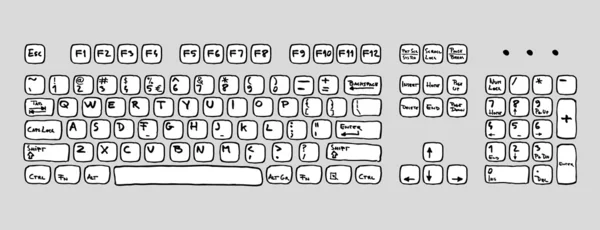 elle çizilmiş düğmeler ve simgeler ile klavye