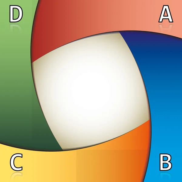 Plantilla de presentación colorida formada por cuatro elementos superpuestos y un área central — Vector de stock