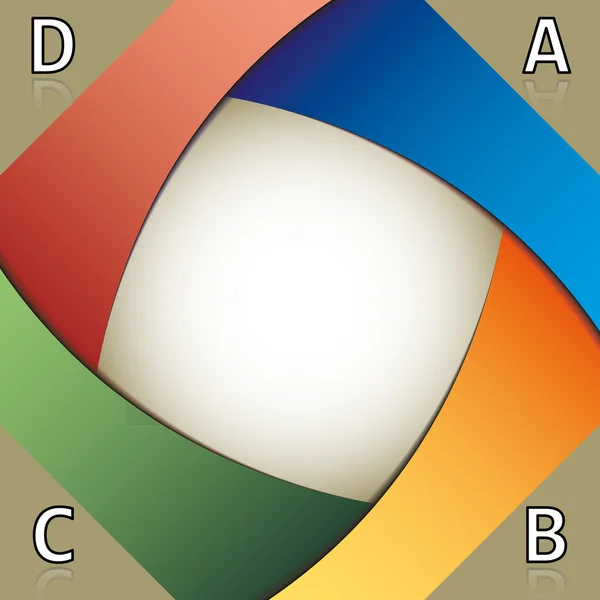 Gabarit de présentation coloré composé de quatre éléments se chevauchant et d'une zone centrale — Image vectorielle