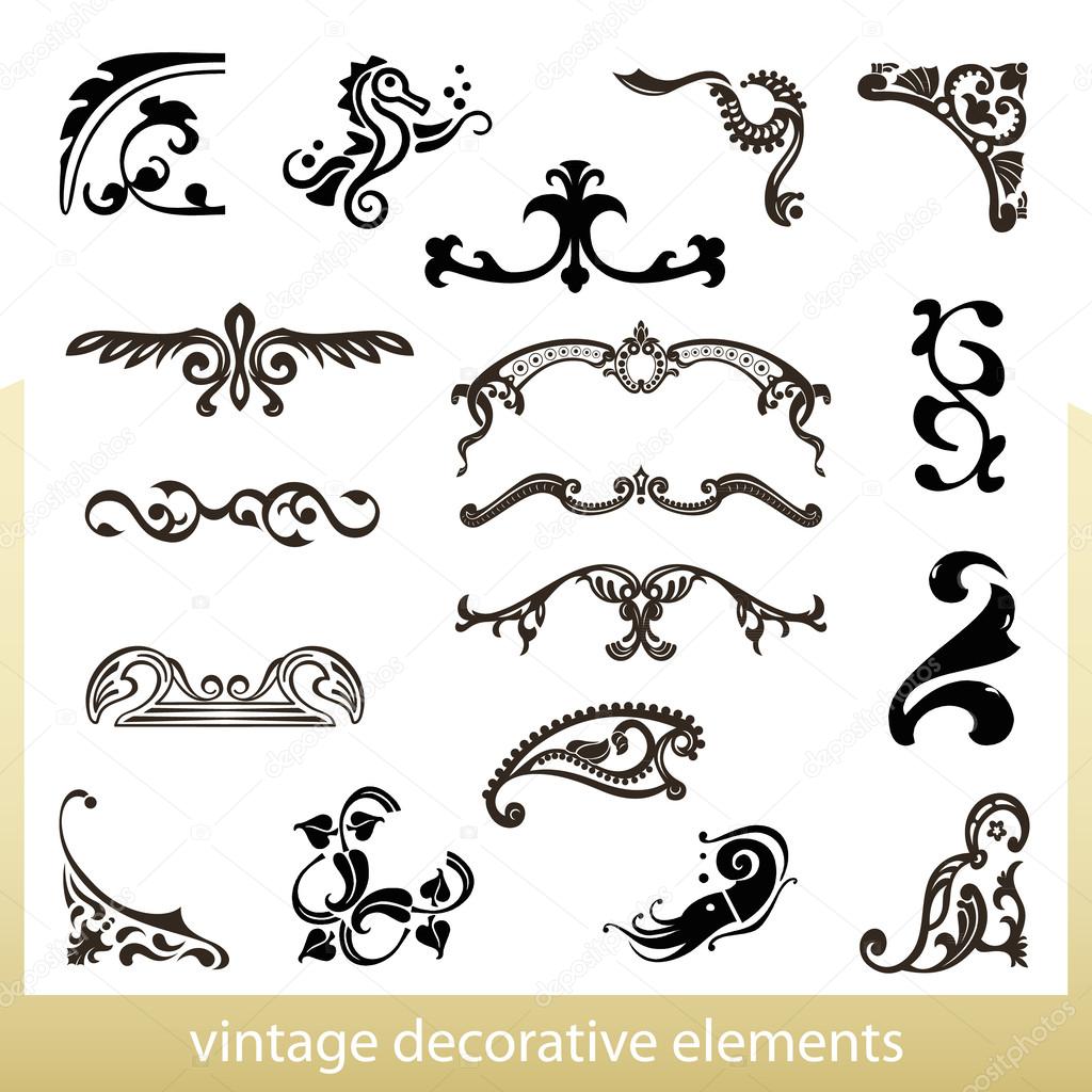 Vintage decorative elements isolated on white background