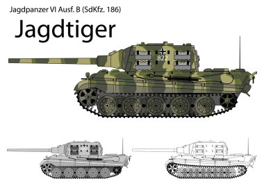 German WW2 Jagdtiger tank destroyer with long 128 mm gun clipart