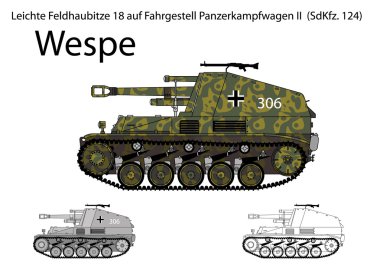 WW2 Alman wespe kendinden tahrikli topçu