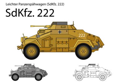 WW2 Alman sdkfz. 222 zırhlı araba