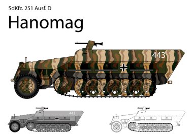 WW2 Alman sdkfz. Yarı paletli 251 d asker taşıma ve genel amaçlı