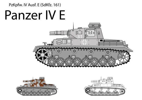 WW2 Panzer iv e mit kurzer 75 mm L24 Pistole — Stockvektor