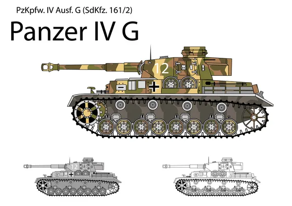 Alemão WW2 Panzer IV G com longo 75 milímetros L48 arma — Vetor de Stock