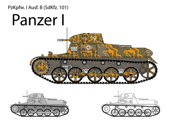 German WW2 Panzer I B light tank — Stock Vector