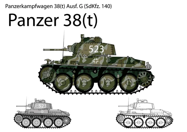 WW2 German Panzer 38(t) light tank — Stock Vector