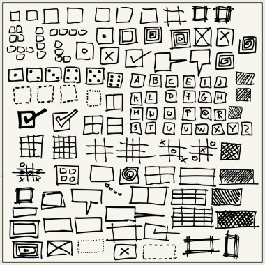 Hand drawn rectangles and squares isolated on light background clipart