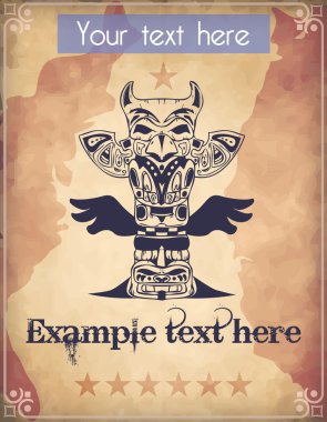 Western poster with totem pole clipart
