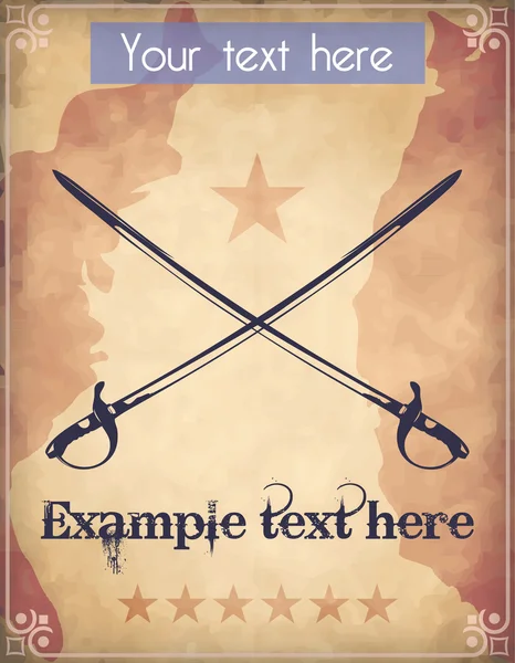 Western-style poster met twee gekruiste zwaarden — Stockvector