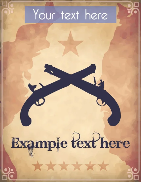 Western-style poster met twee gekruiste snuit loader pistolen — Stockvector