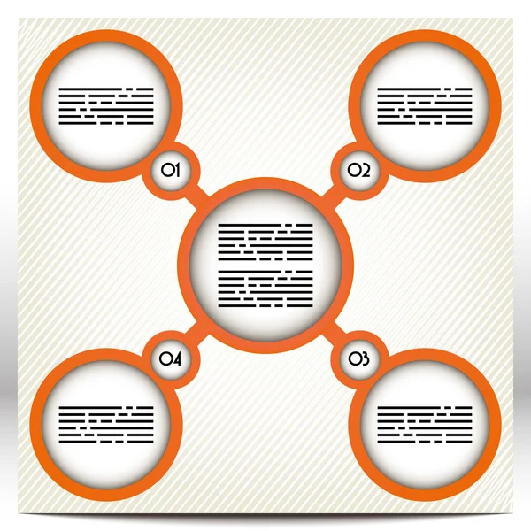 Παρουσίασης πρότυπο με πέντε μεγάλα, πορτοκαλί κύκλους που συνδέονται μεταξύ τους — Διανυσματικό Αρχείο