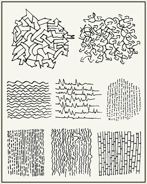 Líneas, texturas y patrones dibujados a mano — Archivo Imágenes Vectoriales