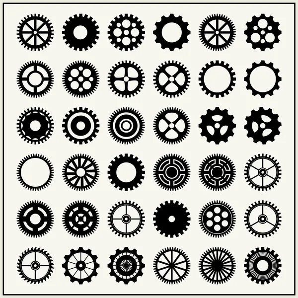 Колекція 36 коліс передач ізольовані на світлому фоні Ліцензійні Стокові Ілюстрації