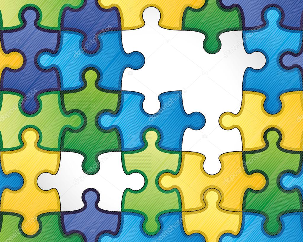 Colorful puzzle background with missing pieces