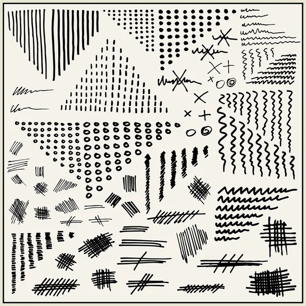 Líneas y símbolos dibujados a mano — Archivo Imágenes Vectoriales