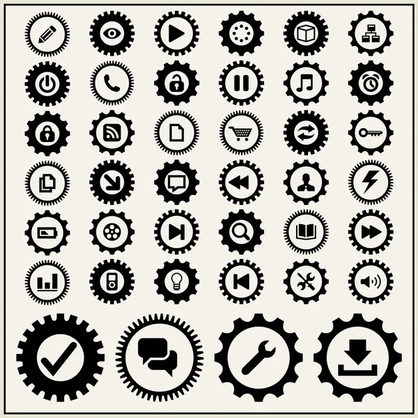 Symboles vectoriels avec rouages — Image vectorielle