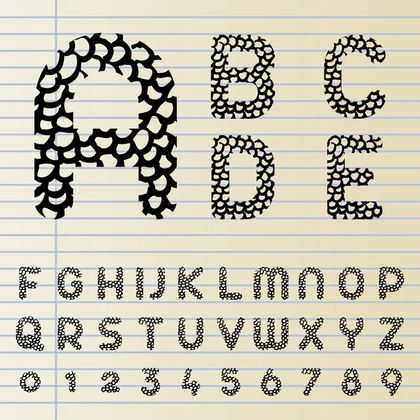 Lettertype instellen met de hand getekende patroon — Stockvector