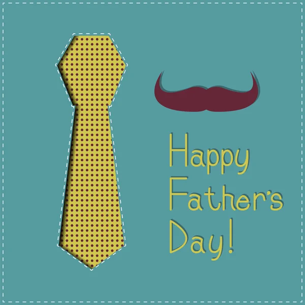 Father's Day greeting сard with a tie and a mustache — Stock Vector