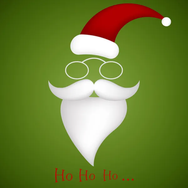 Illustrazione di Babbo Natale cappello, occhiali, baffi e barba — Vettoriale Stock