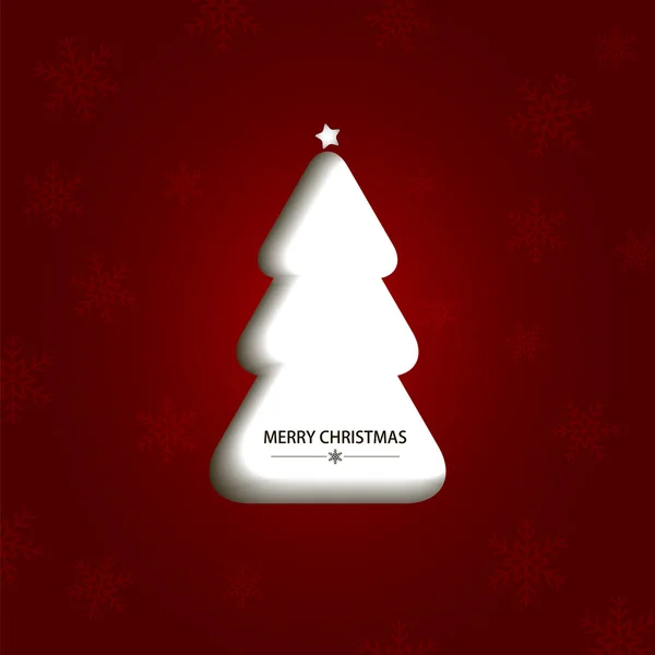 Kırmızı Noel kartı ile soyut beyaz Noel ağacı — Stok Vektör