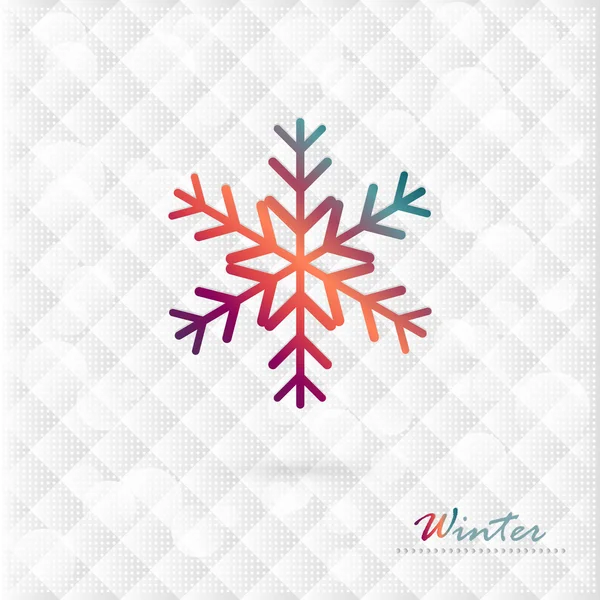 Vector copo de nieve de colores en el fondo de invierno de diamantes . — Vector de stock