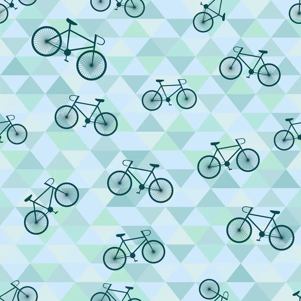 Fondo sin costuras con bicicleta y triángulos — Vector de stock