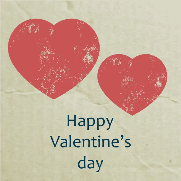 Cartolina di San Valentino con cuore grunge su sfondo cartone — Vettoriale Stock