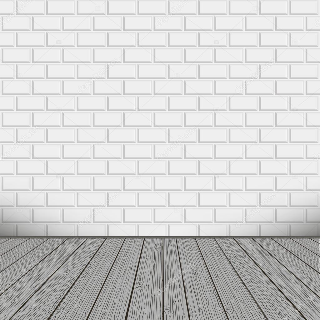Bricks wall with wooden floor
