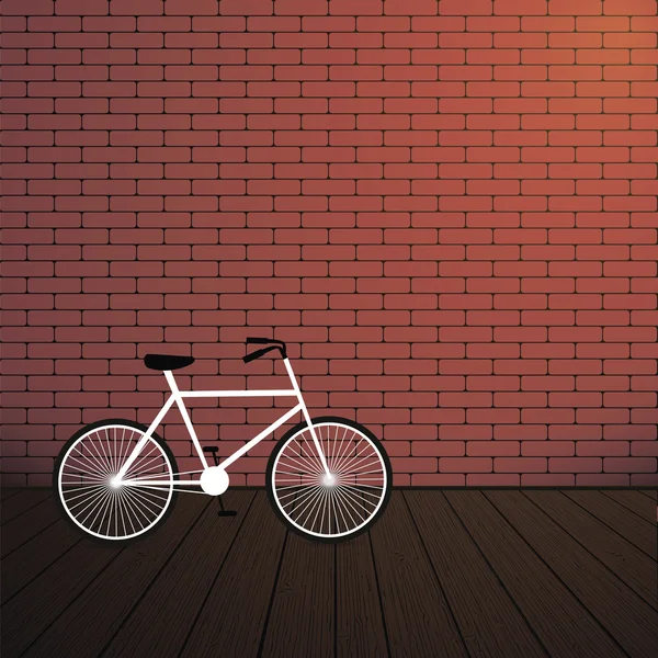 City bicycle and red brick wall. — Stock Vector