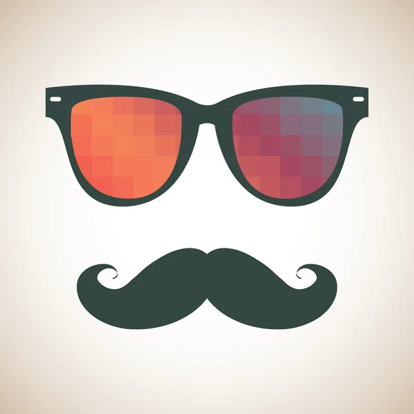 Fond vintage hipster. Lunettes de soleil et moustache . — Image vectorielle