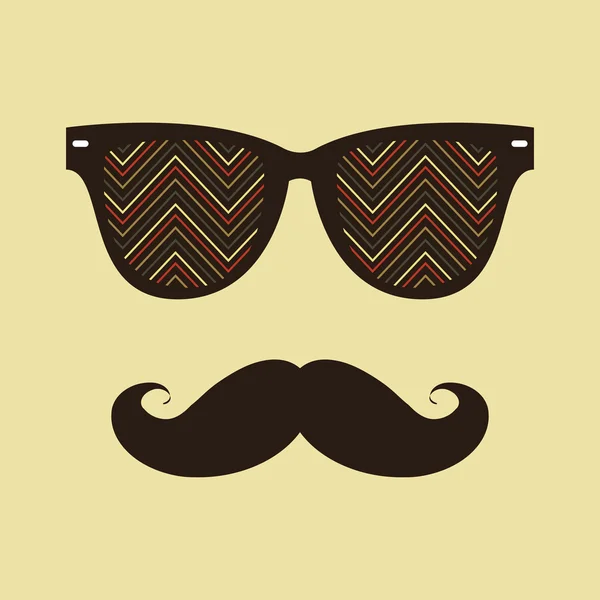 Fond vintage hipster. Lunettes de soleil et moustache . — Image vectorielle