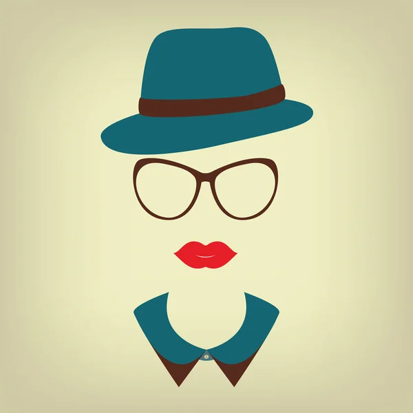 Hipster lady  with a hat — Stock Vector