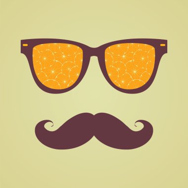 Vintage hipster arka plan. güneş gözlüğü yansıma turuncu