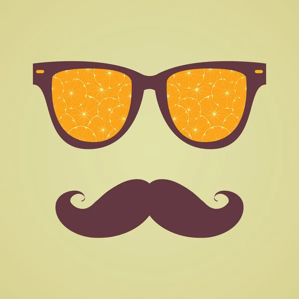 Fundo hipster vintage. Óculos de sol reflexão laranja —  Vetores de Stock