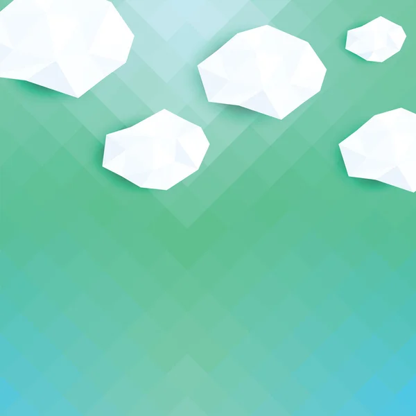 3d geometrik vektör arka plan bulutlar ile