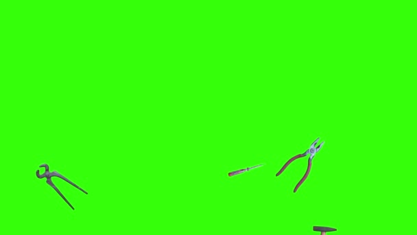 Gebrauchte Alte Handwerkzeuge Animation Chroma Schlüssel Grafisches Quellelement — Stockvideo