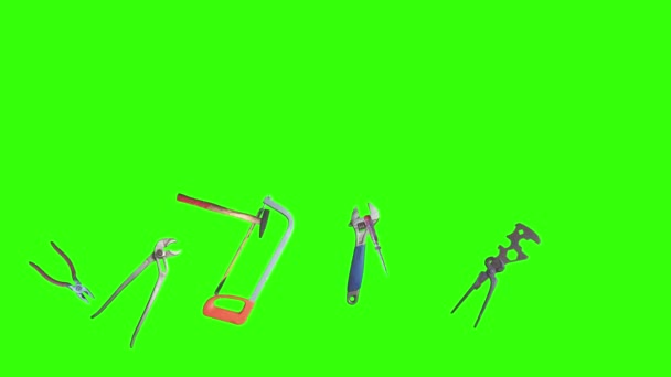 Použité Retro Ruční Nástroje Animace Chroma Klávesa Grafický Zdrojový Prvek — Stock video