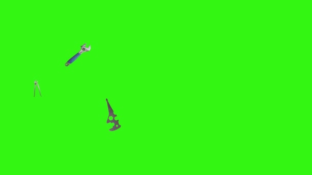 Gebrauchte Alte Handwerkzeuge Animation Chroma Schlüssel Grafisches Quellelement — Stockvideo