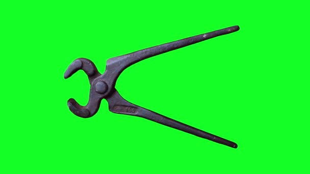 Old Used Plier Hand Tool Loop Stop Motion Animation Chroma — Stock Video