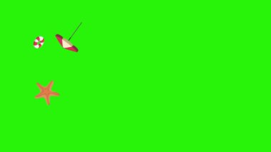 Seyahat plajı nesneleri animasyon grafik kaynak elementleri kroma anahtarı, çizgi film